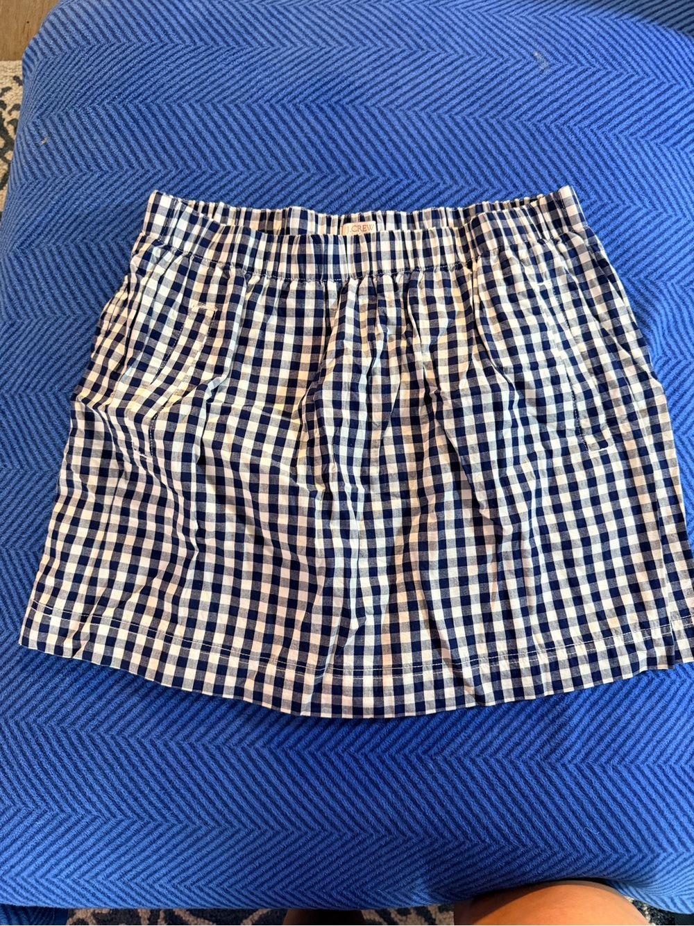 J. Crew Navy and White Gingham Mini Skirt